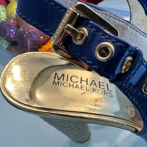Michael Kors Royal Blue Platform Sandals Woven Heel size 7 - Picture 7 of 9